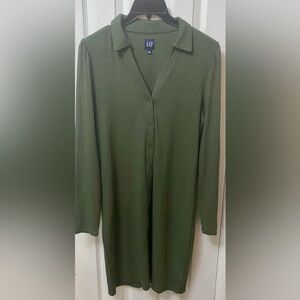 GAP Ribbed Polo Dress in Army Green, Large, NWT